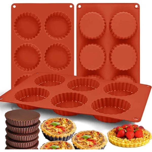 Moldes 6 orifícios Postral Bolo de molde de molde de molde de chocolate MUFFIN Bolo de assadeira Mola de cozimento francês Sobersert 2023 Novo molde de silicone