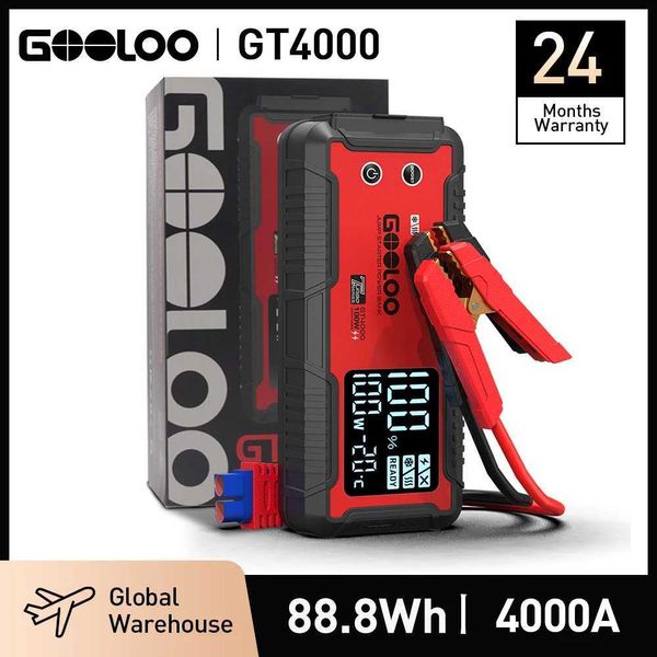 Mobiltelefon -Strombanken GOOLOO 12V JUMPER 4000A Autobatterie Starter 24000mAh Tragbare Power Pack Booster Automatische Ausrüstung Notfall Start 240424