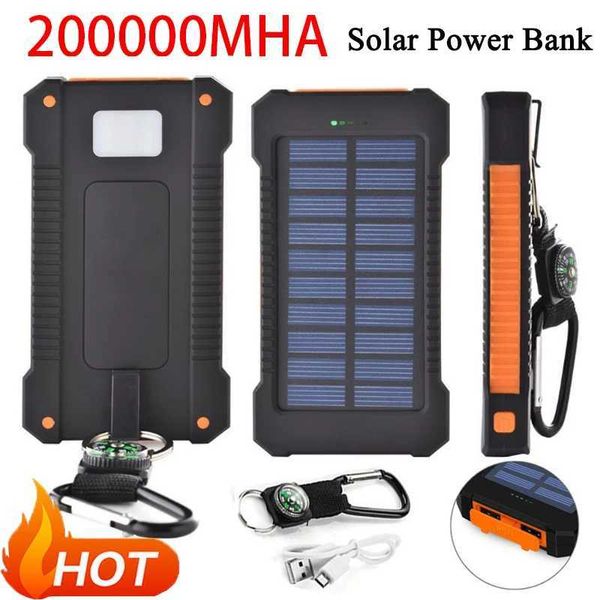 Pannello solare di alimentazione del telefono cellulare 50000 mAh Pannello solare di grande capacità portatile con una batteria esterna a bussola legata per il campeggio esterno carico 240424