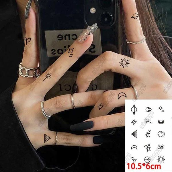 Tattoo Transfer wasserdichte temporäre Tattoos Aufkleber Schwarz Hand bemalt kleine Tatoo Körperkunst gefälschte Tatto Finger Henna Flash Tattoo für Frauen Männer 240426