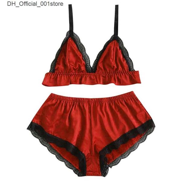 Set sexy set da donna sexy set di pigiama sexy con patch di pizzo lavoro raso spaghetti spalla cinghia