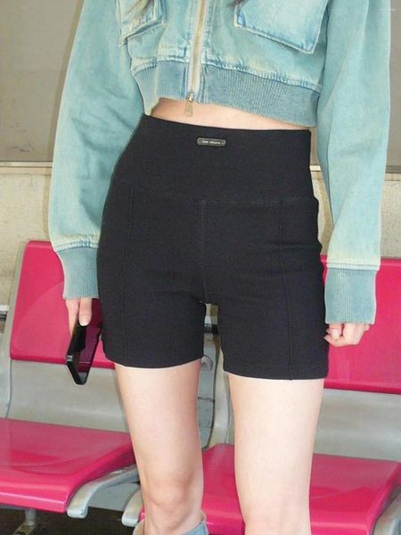 Shorts femminile Weeke Keep Black Skinny High Waist Streetwear Y2K Cucite Slim-Fit All-Match per donne abiti da donna della moda coreana