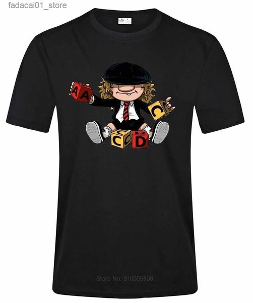 Herren T-Shirts Männer T-Shirt Angus Young grafisch gedruckte Sommer-Hardrock-Musikband Fan männlich Tee Shirt T-Shirt Q240426