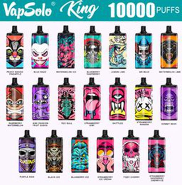 Yüksek kaliteli vapsolo kralı 10000 puflar 10k puf çubuğu şarj edilebilir tek kullanımlık vape kalem 12K 15K 20K E Sigara Pod 2% 5% Nikotin Vapes Randm Vozol Aivono Vaper