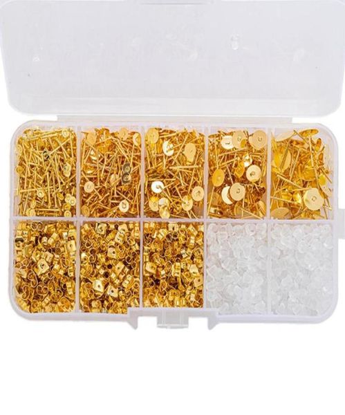 Postos de brinco de pinos Fazendo pinos de base do kit de kits com descobertas de plug de volta para jóias DIY MakingStud6445508