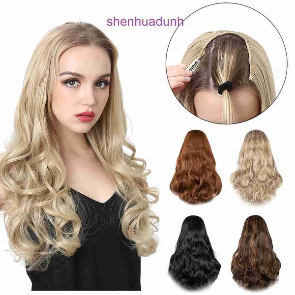 Wig Womens One Piece Fluffy Natural Natural Long Curly Curly Hisf Cover a forma di U copertura invisibile Wig Wiglessless