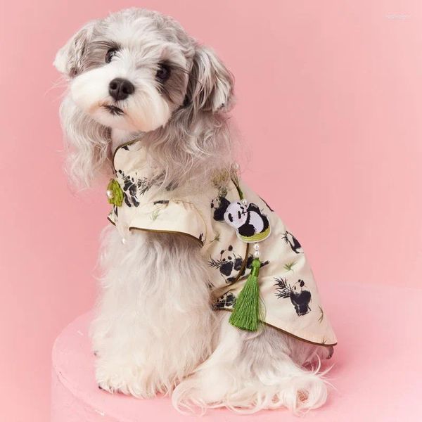 Vestuário para cães roupas de estimação para cães pequenos, verão, roupas de cachorro chinês teddy schnauzezer bichon sem mangas colete panda impressão