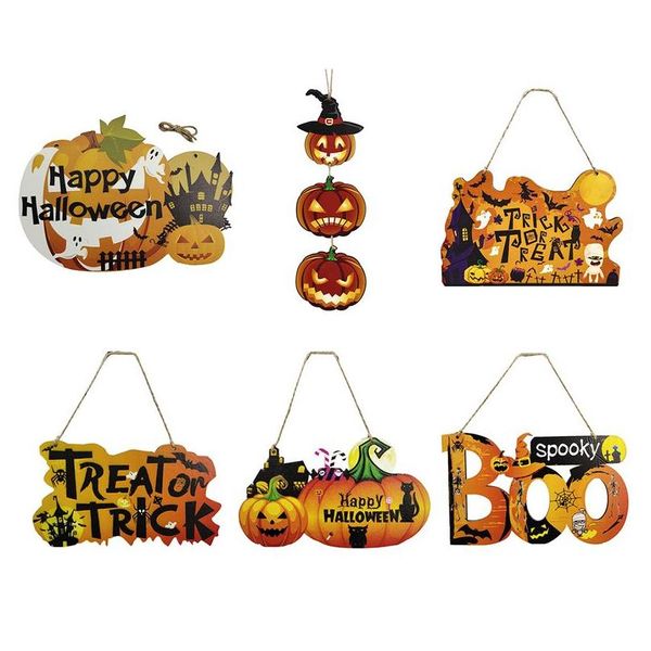 Altre forniture per feste festive Happy Halloween Ornaments Boo Pumpkin Door Treat o Trick Ciondolo per le decorazioni fai -da -te 220922 HomeFAvora Dhka9