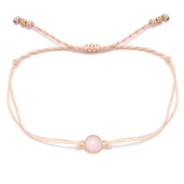 Braccialetti di fascino carino braccialetto semi-prezioso Pink semi-prezioso da donna uomo bello grigio a corda cerata in cerata gioiello fatto a mano presente