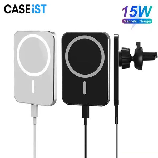 Caseist Metal 15W Carregador sem fio de carro forte 360 Ajustar o suporte do veículo para ventilação de ar -ventilador de suporte de suporte de montagem qi estação de carregamento rápido Dock para iPhone Android