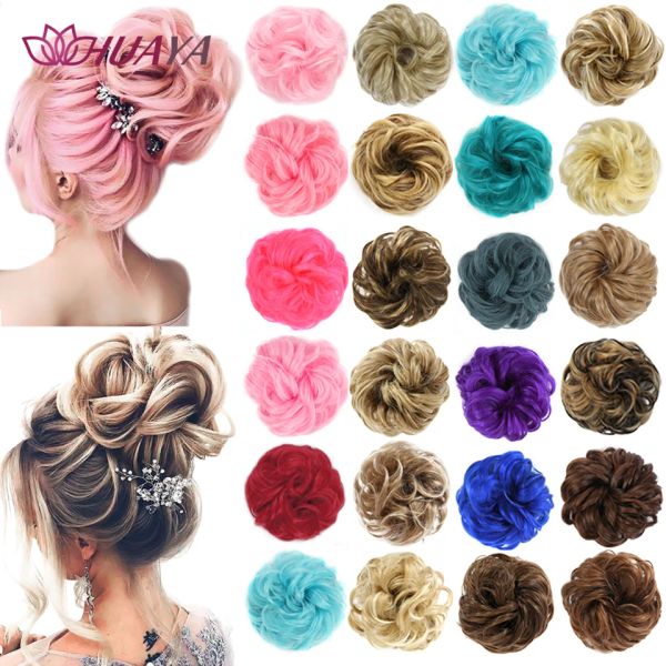 Chignon Huaya Synthetic Curly Donut Hairpoches Chignon Elastic updo Chignon Fluffy Messy SCRUCHIES Canna per le donne