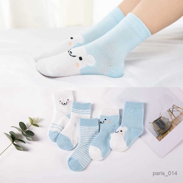 Kinder Socken 5pairs/Los 2-9y Baby Socken Sommer Baumwollfarbe Aminalbären Kinder Socken farbenfrohe Mädchen Mesh süße Neugeborene Jungen Kleinkindsocken Baby