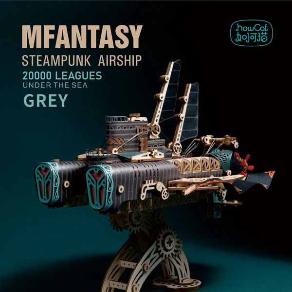 Fantastic Spaceship DIY 3D Puzzle de madeira Steampunk Airship Model Kits Kits Toys for Kids Girl Birthday Gift 240419