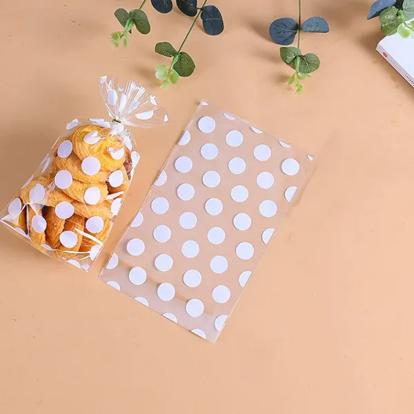 Подарочная упаковка прозрачная трехмерная сумка плоская карманная пластиковая волна Dot Party Candy Food выпекать маленькое бисквит OPP Golden Whit