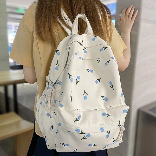 Школьные сумки модная девушка мода цветочные туристические сумки Kawaii водонепроницаемы