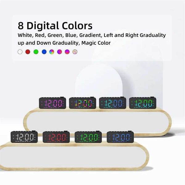 Masa Tablosu Saatleri FM Radyo Dijital Çalar Saat 8 Renk RGB Renk Değiştirme Dijital Saat Uyku Zamanlayıcısı Çift Alarm 12/24H Ayna LED Saati
