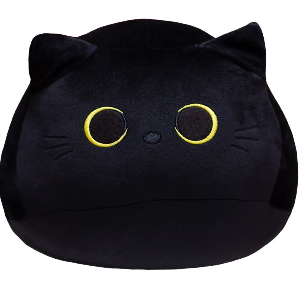 Giocattoli kawaii black gatto peluche giocattoli ripieni di animali rotondi morbidi gatto cuscino squish pisolino doni di compleanno creativi per bambini