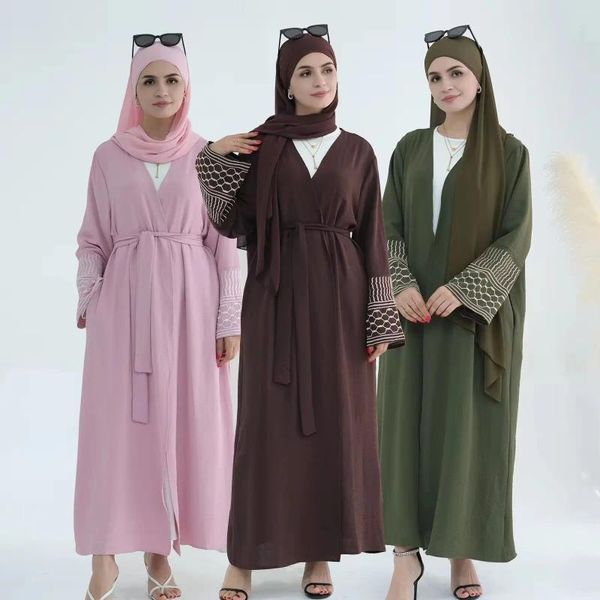 Этническая одежда 2024 Мода Женщины Одетели Dubai Open Front Cardigan Rop