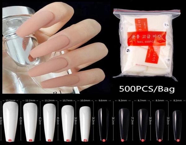 500pcsbag Super Long Balleerina Nails Clear Natural Doff False Nails Art