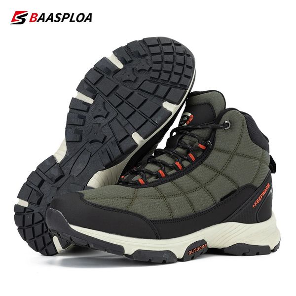 Baasploa Kış Erkekleri Açık Mekan Ayakkabı Yürüyüş Ayakkabı Su Geçirmez Kamarsız Kamp Güvenlik Spor ayakkabıları Sıradan Botlar Yürüyüş Ayakkabıları Sıcak Adam 240424