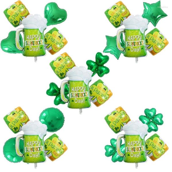 Decorazione per feste 5 pezzi St. Patrick's Day Balloons Set Beer Clover Air Globo Happy St Patrick Tema Baby Shower Decorazioni per la casa Toy Kid Gione Toy