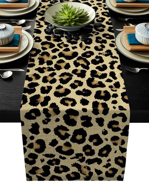 Panno tavolo animale leopardo pelle vintage black country runner runner ristorante decorativo tavolo in stoffa matrimoniale feste natalizie corsetto 240426