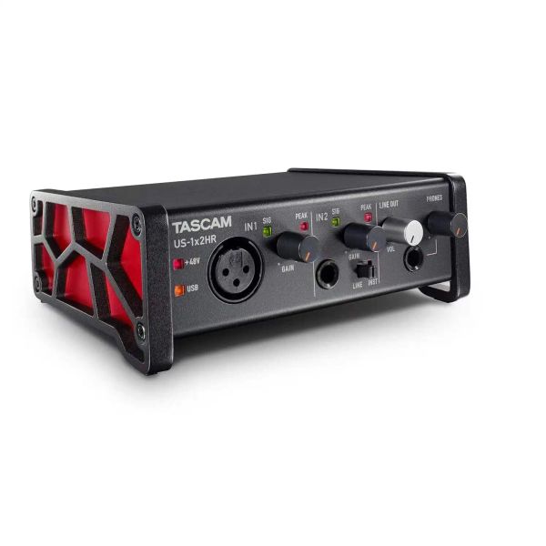 Mikrofone TASCAM US1X2 HR US1X2HR Hochauflösende vielseitige USB -Audio -Schnittstelle mit 2 Eingängen (1 MIC /1 -Zeile) für den Aufnahmemusiker