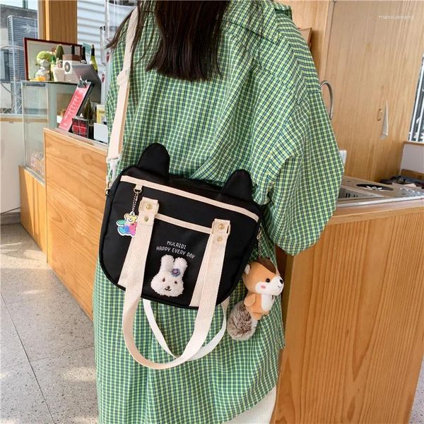 Сумки для плеч японский стиль милый холст сумки женский женский 2024 личность сумочка студент -посланник маленький