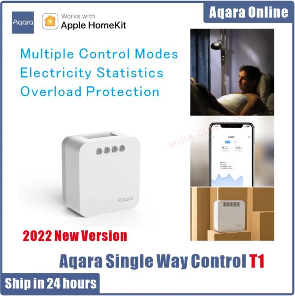 Контроль AQARA T1 MANDWAY CONTROL MODULE Беспроводной реле контроллера 1 каналы работают для статистика защиты от перегрузки HomeKit.