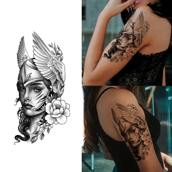 Tatuagens com duração de 15 dias Tattoo temporário adesivo impermeável não reflexivo feminino padronizador guerreiro