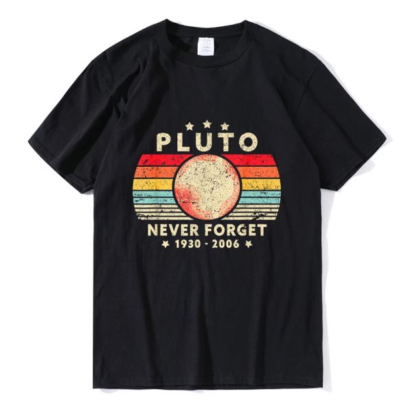 Magliette oversize di camicie non dimenticare mai pluto retrò scienza spaziale divertente unisex maglietta di alta qualità da uomo a manica corta maschile