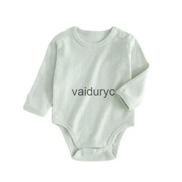 Romance de verão Roupas de bebê Hollow Out Girls One Piece Toddler Boys Bodysuit Pure Cotton Baby Clothing H240429