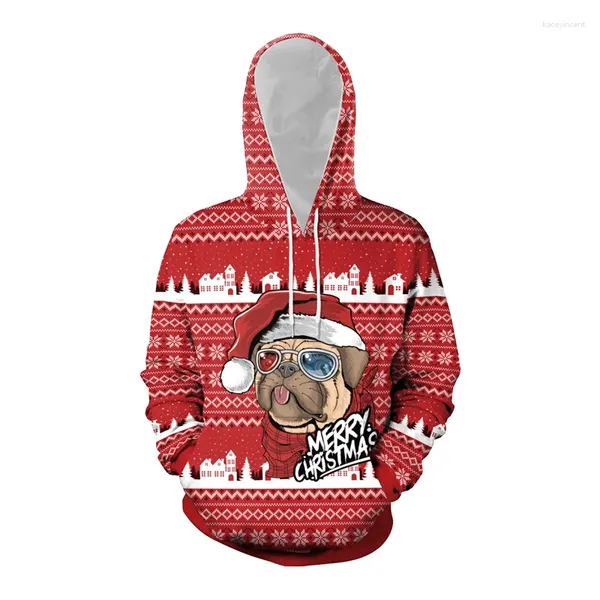 Hoodies masculinos Feliz Natal 3D Impresso para mim Funny Xmas Dog Graphic Sweetshirts Fashion Casual Women Tracksuit de inverno Pullovers de inverno Top Top