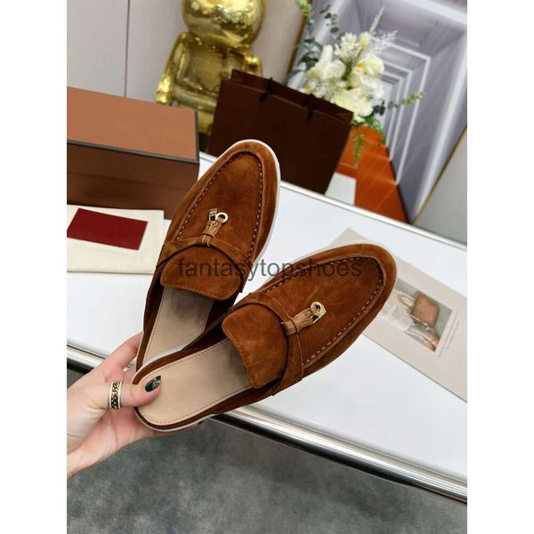 Loro Piano LP Dress Slipper Shoes Designer European Men Hams Suede Borse Cashmere Mueller Women Slipters Luci Bootie Lazy Luxury Cashy Mans Sports Snakers