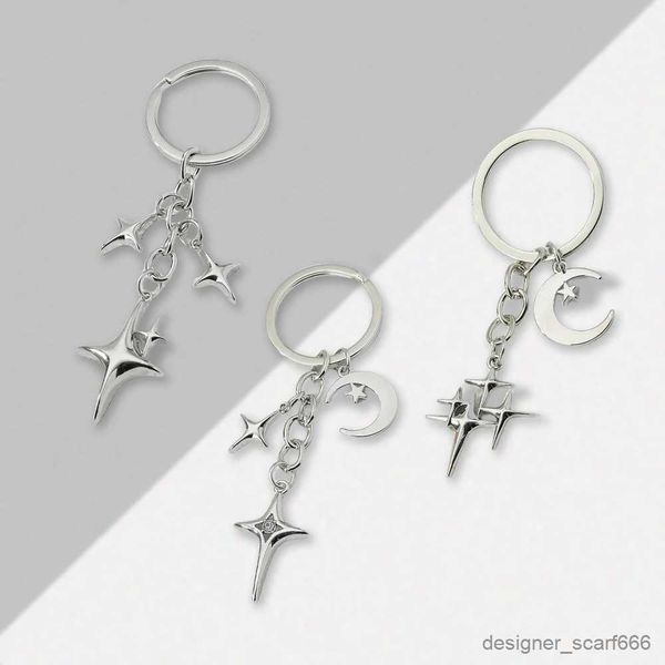 Tornari percorsi Creative Star Moon Keychain Y2K Metal Celestial Celestial Pendant Ring per donne Accessori per auto per business Accessori Friendship Regalo