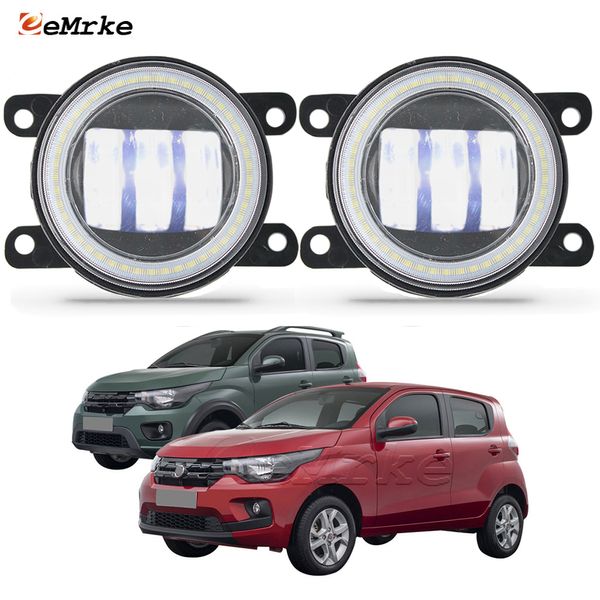 Eemrke LED-Nebelscheinwerferbaugruppe 30W/ 40W für Fiat Mobi 341 2016-2023 mit klarer Lens + Angel Eyes DRL Daytime Running Lights 12 V PTF Car Accessoires