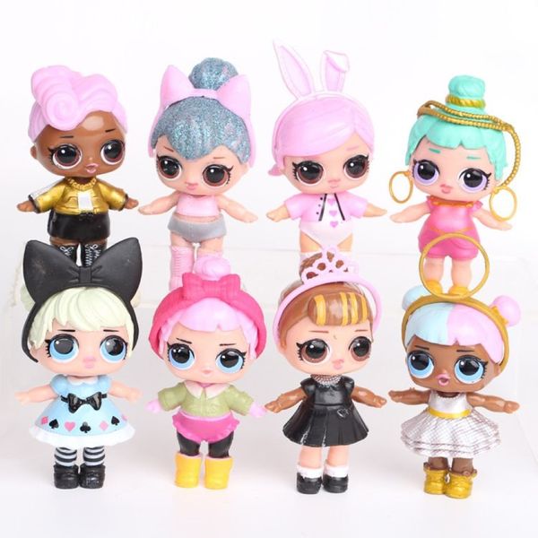 8pcs lote 9cm LOL Doll American PVC Kawaii Children Toys Anime Figuras de Ação Realista Reborn Dolls para meninas Aniversário de aniversário G332K