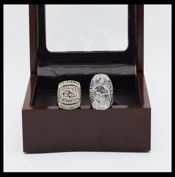 Высококачественный 2pcs 2000 2012 Baltimore Maryland Football Cring Set Sec Ring Ring Sports Fans Fans Set Ring Us Size 11#9969658