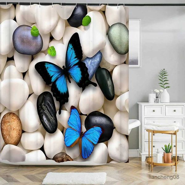 Tende da doccia tende da doccia 3d bellissima stampa a farfalla poliestere tenda impermeabile decorazione della casa con gancio 180x180 cm