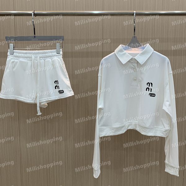 Polo Neck Tracksuits Buchstaben Druckpullover Sweatshirts Shorts Langarm Designer Kleidung mit atmungsaktivem Sport für Frauen