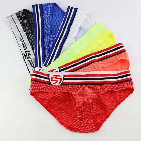 Cuecas roupas íntimas masculinos sexy jockstrap briefs nylon pênis bolsa calcinha macho de baixa cintura calcinha de triângulo de biquíni de biquíni 6pcs/lote