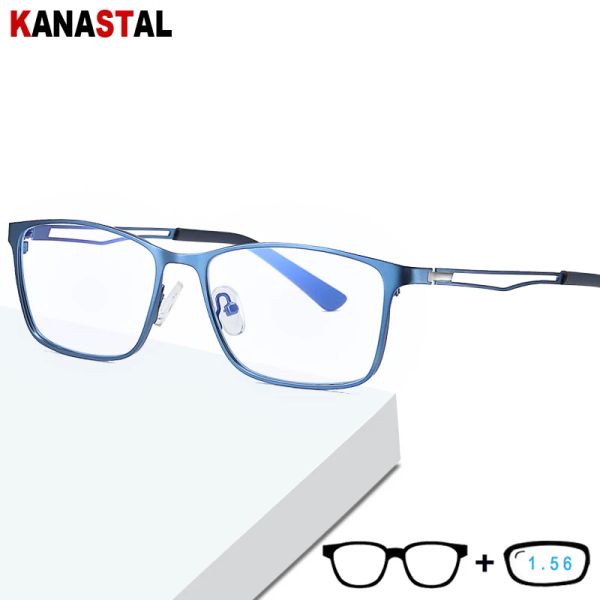 Linsen Männer Antiblau Licht blockieren Brille Frauen Metall kleiner Rahmen literarischer Computer Brillen Myopia Presbyopic Reading Eyewear 1.56