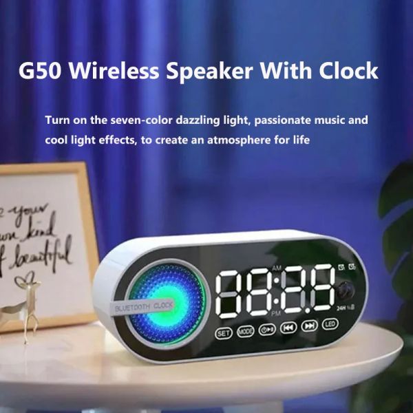 Uhren drahtloser Bluetooth -Lautsprecher Digital Wecker USB -Ladung LED Spiegel Uhr FM Großes Display Wohnzimmer Bürodekoration
