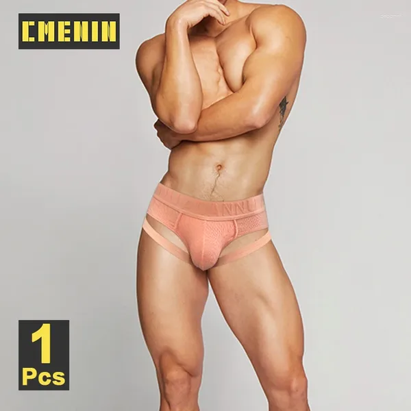 Cuecas cmenin algodão de algodão sexy de cuecas de baixa cintura baixa masculina rosa strap breve biquíni gay biquíni jockstrap