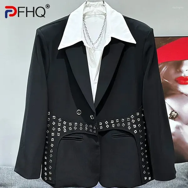 Abiti maschili giacche da tuta pfhq bella spalla di giunzione in metallo spalla sciolta blazer maschi blazer personalità design di nicchia 21Z4477