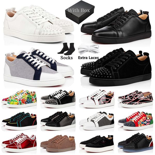 Top Casual Shoes Red Bottoms Herren Schuhe Damen Mode Sneakers Designer Schuhe Wildleder Steckdose Leder Low schwarze weiße Outdoor-Trainer Luxus großer Größe 35-48