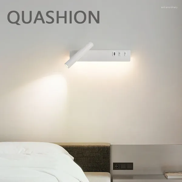 Lampada a parete moderna decorazione el metallo body acrilico paralume per comodini funce luci a led spot di lettura lusto con interruttori