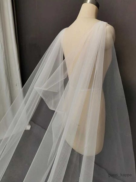 Jóias de cabelo de casamento elegante capa de casamento de tule elegante de 3,5 metros de comprimento de marfim branco de marfim de marfim envolve acessórios de casamento românticos Cape Veil