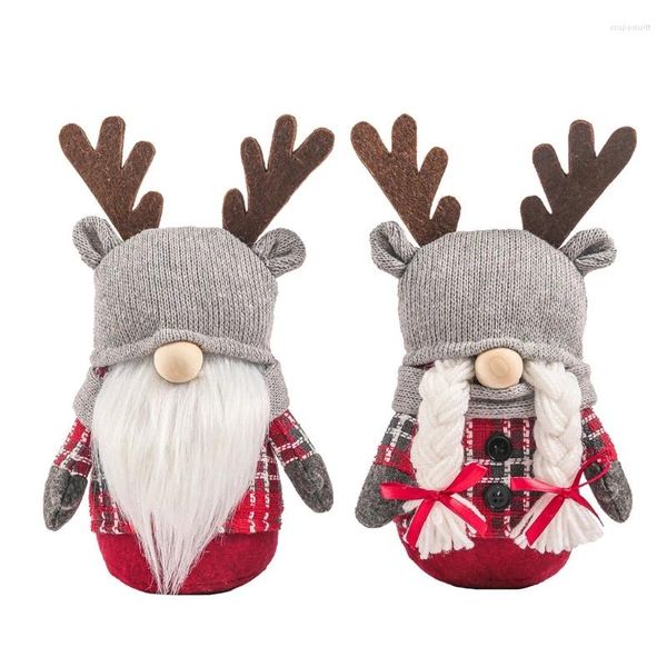 Weihnachtsdekorationen 2024 2pcs Gnome Elk Tomte Nisse Schwedische Elf Ornamente Home Bauernhaus Küchen Dekor Regal Stufe Schale