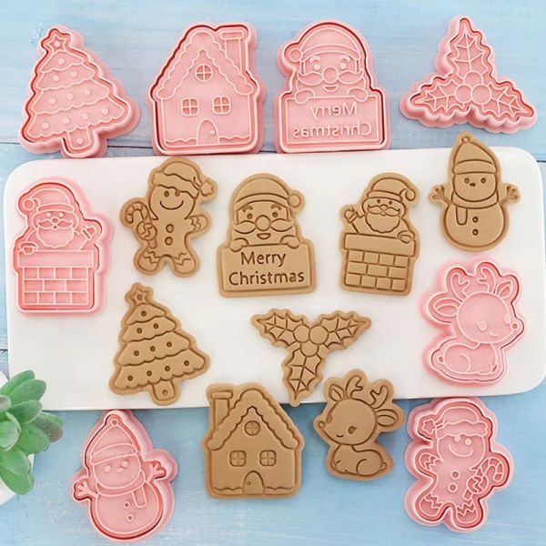 Moldes vários conjuntos Ferramentas de decoração de bolo diy Ferramentas de biscoitos de Natal Cartoon Biscoit Biscoit Mold Ferramentas de cozimento de molde de fondante diy para cozinha